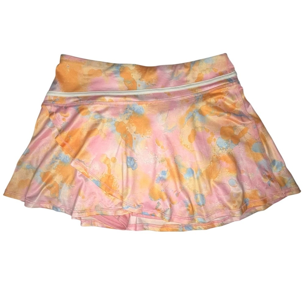 Ideology Splash Print Skort Girls Large Pink Orange Watercolor Athletic Skirt